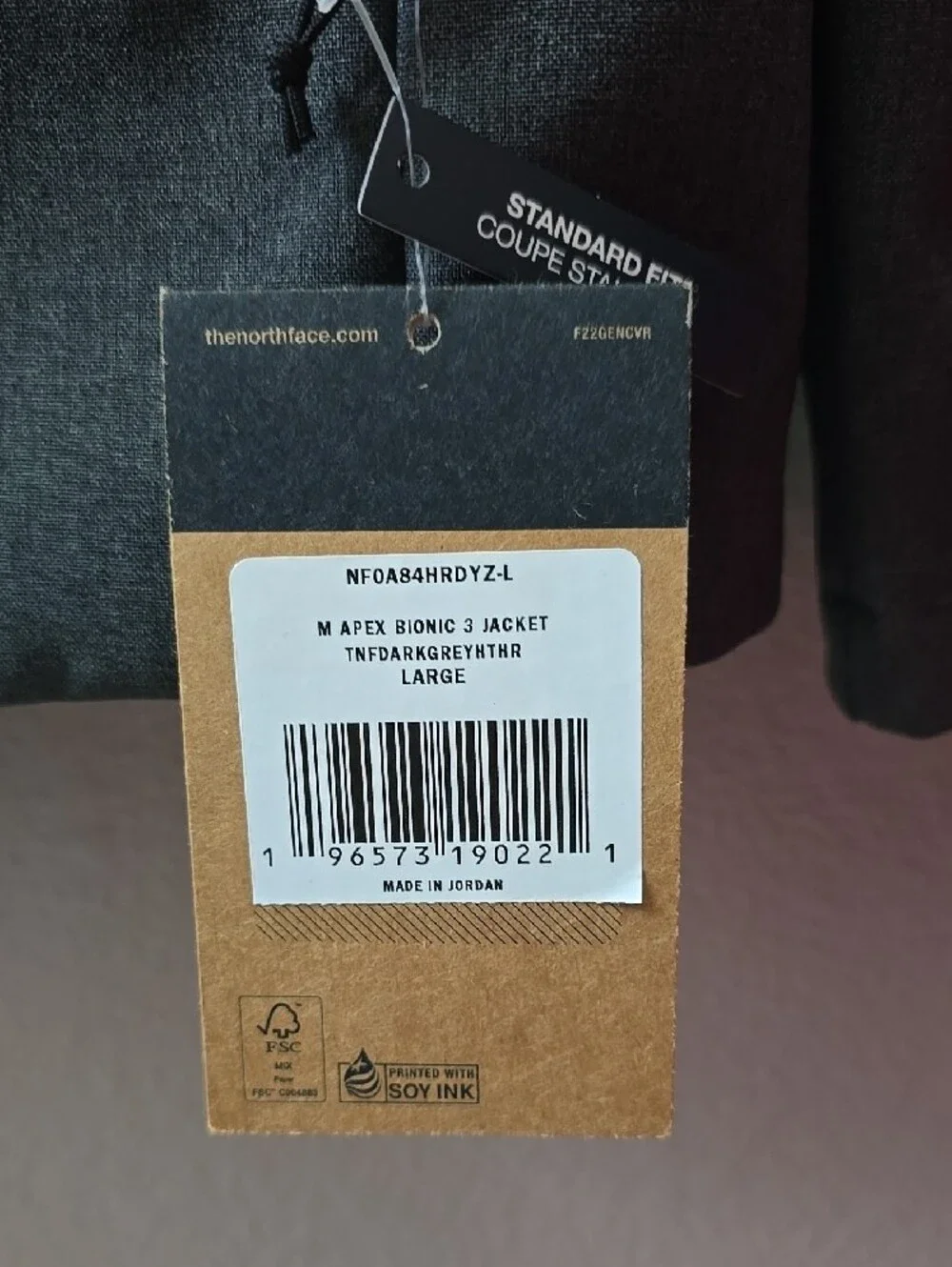 The North Face Men's Apex Bionic 3 Charcoal Gray Windbreaker Jacket northface